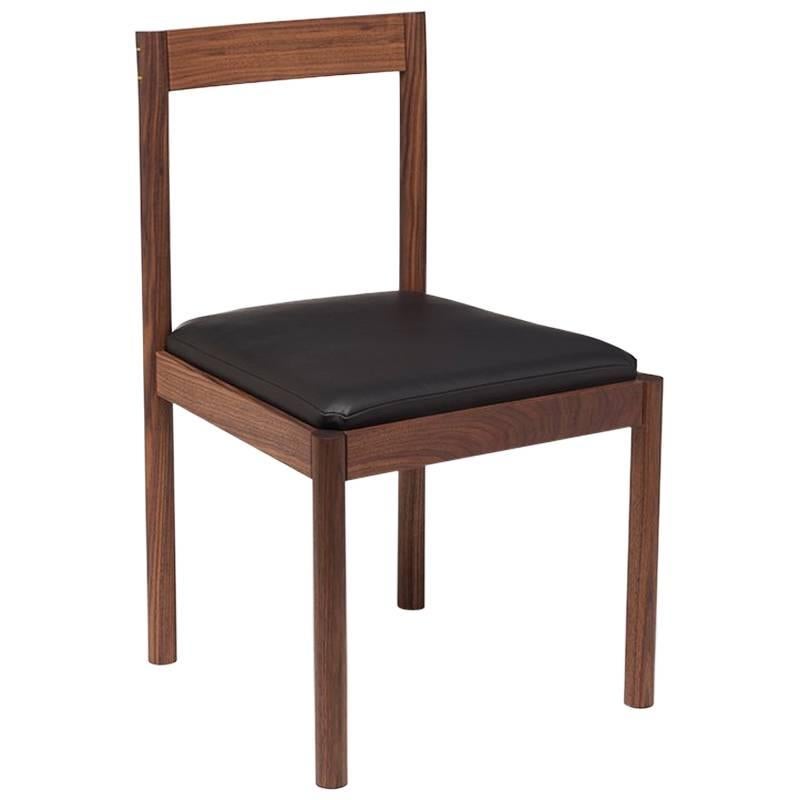 Dark Walnut and Black Leather Dining Chair, the Henry Chair For Sale