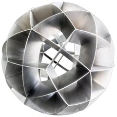 Contemporary Mexican Geometric Stainless Steel Trapezoidal Sphere Sculpture