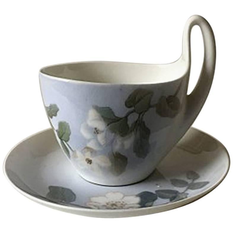 Royal Copenhagen Art Nouveau High Handled Cup and Saucer No. 1242/4 For Sale