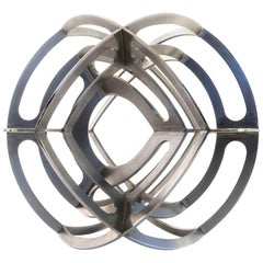 Contemporary Mexican Geometric Dual Tetrahedron Sphere Stainless Steel Sculpture