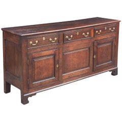 Antique Welsh Paneled Dresser Console or Sideboard of Oak from the 18th c.