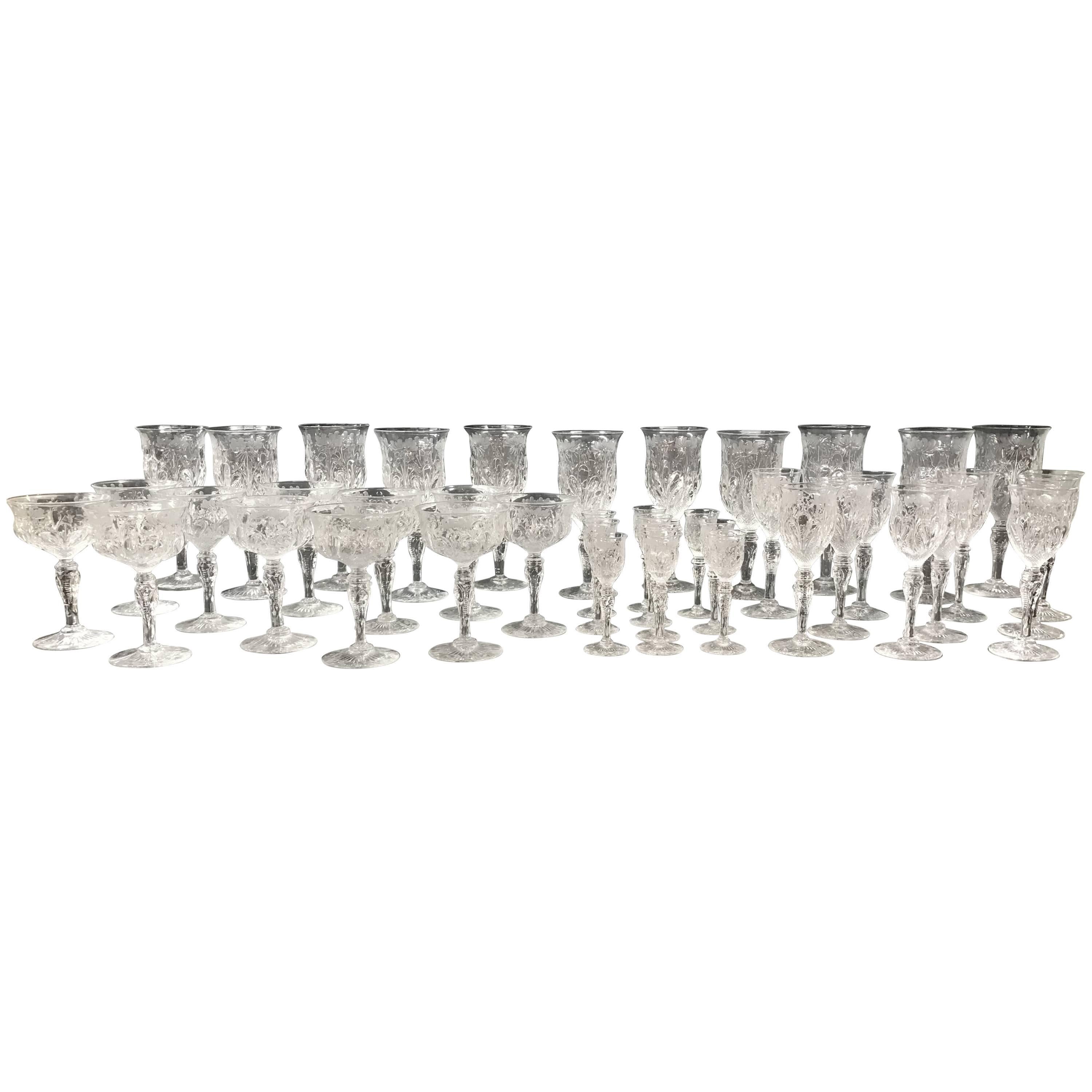 Exceptional Quality Cut Glass Stemware Set, 42 pcs