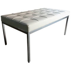 Florence Knoll Leather and Chrome Stool Knoll Studio Bench