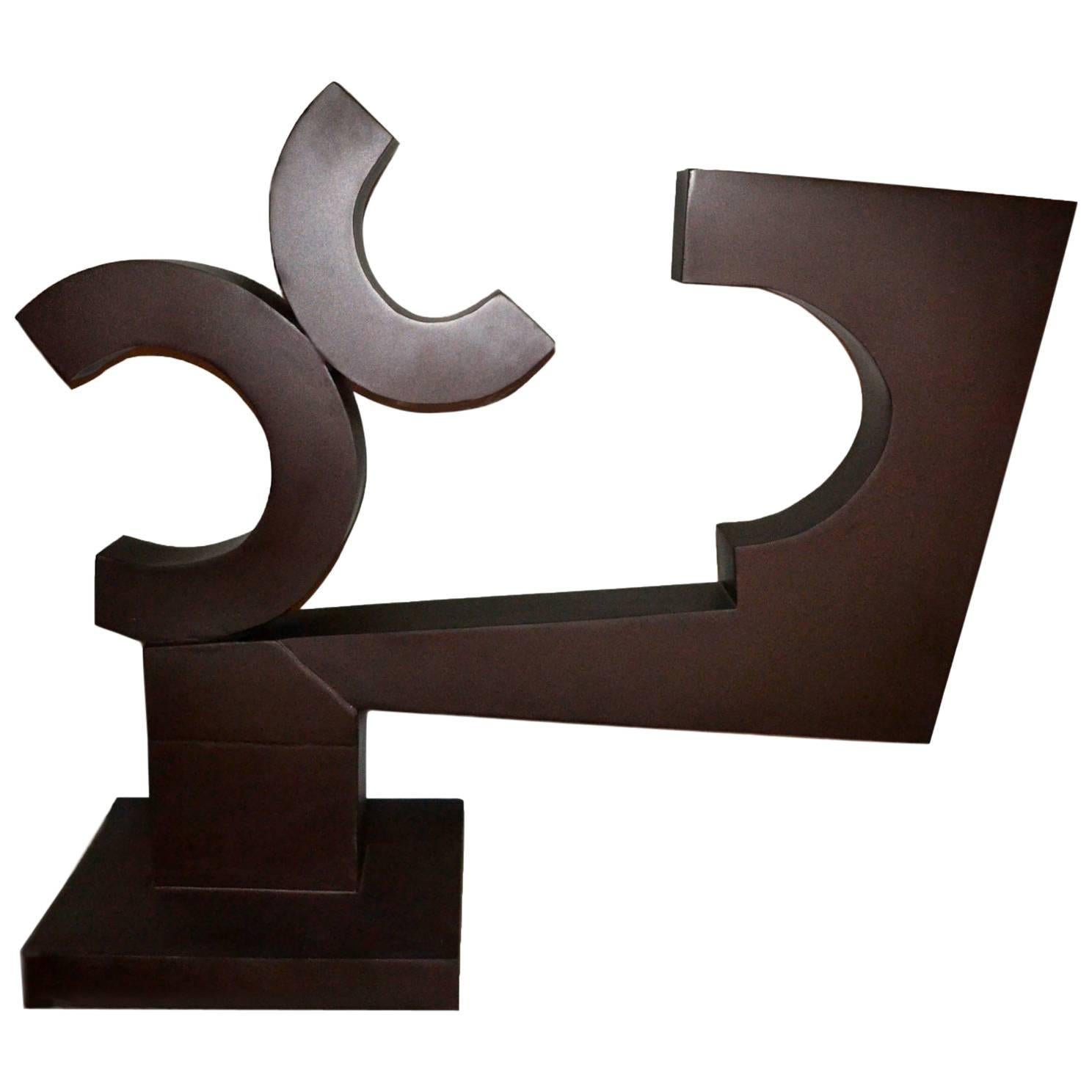 Abstract Steel Sculpture Titled "Runaway Cs" by Moira Fain For Sale