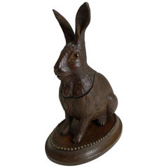 Antique Novelty Black Forest Hare Inkwell, circa 1890