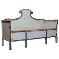 Swedish Gustavian Bench with Blue Painted