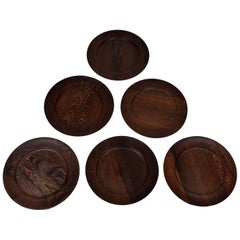 Set of Six Danish Midcentury Cover Plates by Ehrenreich, Wenge