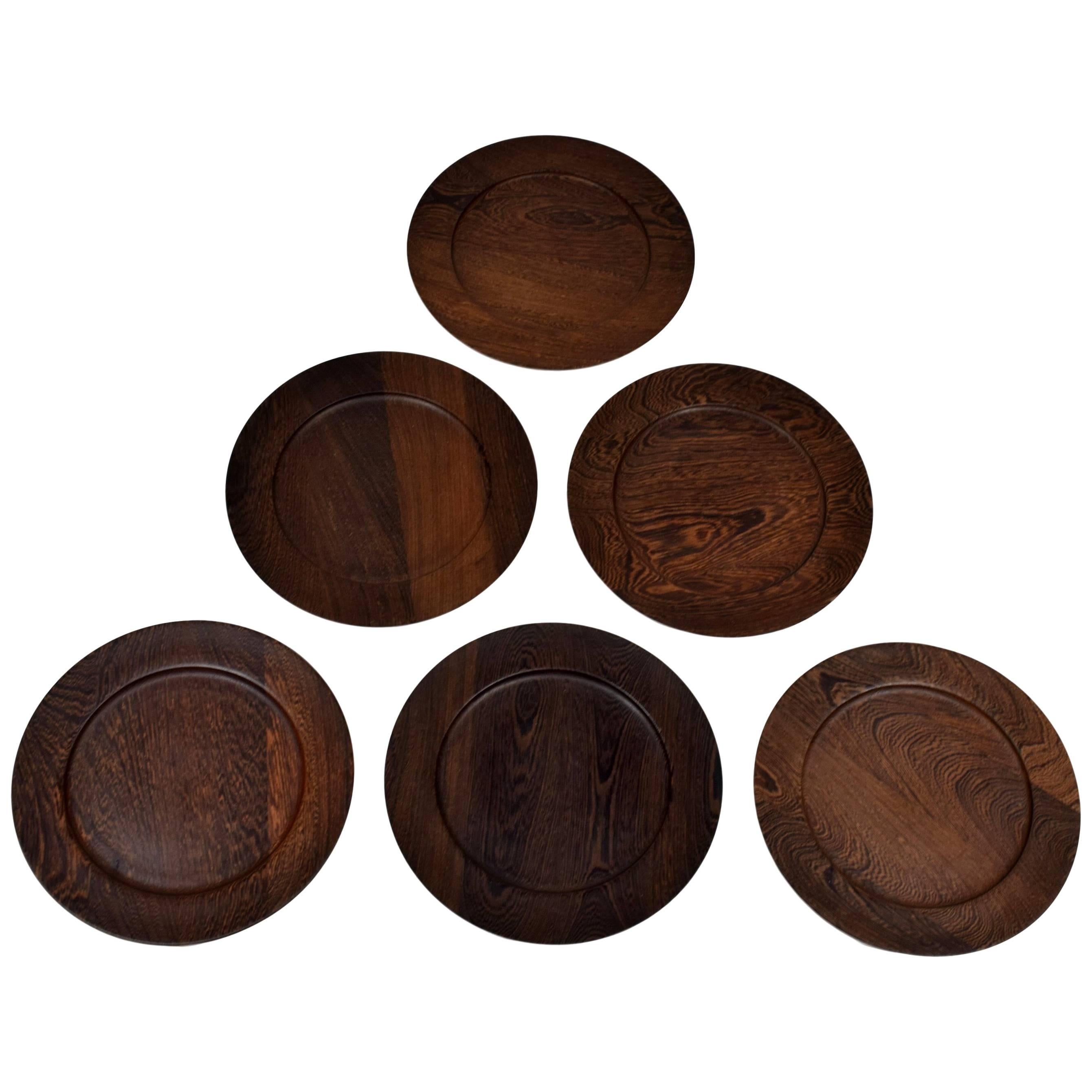 Set of Six Danish Midcentury Cover Plates by Ehrenreich, Wenge For Sale