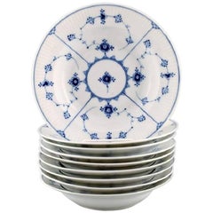 Nine-Pieces Royal Copenhagen Blue Fluted Porcelain Dinner Ware