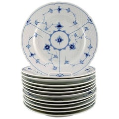 Bing & Grondahl, B&G Blue Fluted, 12 Dinner Plates