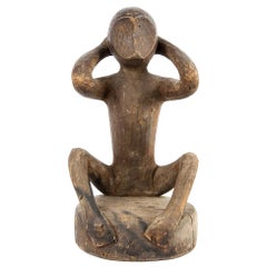 Hand Carved Sitting Monkey Primitive Art from Asia