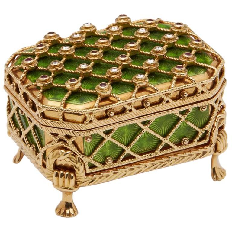 Jewelry box metal pill box cat hump Faberge box 