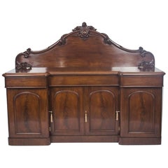 Antique 19th Century Victorian Flame Mahogany Sideboard Chiffonier