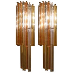 Vintage Pair of Murano Sconces for Venini, Italy, 1970