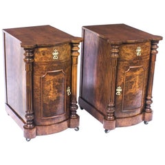 19th Century Victorian Burr Walnut Pair of Bedside Cabinets