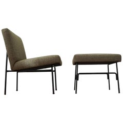 Allan Gould Iron Lounge Chair and Ottoman, 1950s