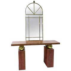 Console Table with Mirror, Italy, 1970s