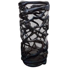 Grey Italian Modern Blown Glass Vase