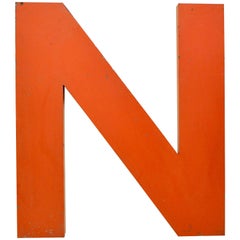 Vintage 1950s Orange French Metal Letter Citroën Sign