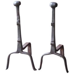 17th-18th Century French Gothic Andirons or Firedogs