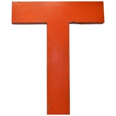 1950s Orange Metal Vintage French Letter Citroën Sign