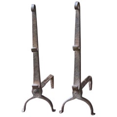 Antique 17th Century French Louis XIII Andirons or Firedogs