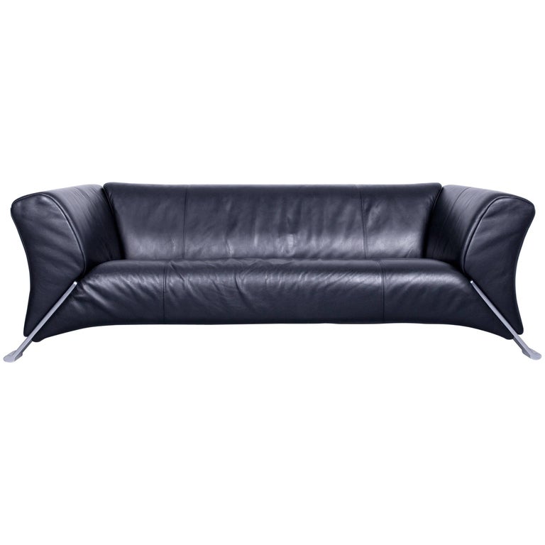Rolf Benz 322 Designer Sofa Black Three-Seat Leather Modern Couch ... Rolf Benz 322 Designer Sofa Black Three-Seat Leather Modern Couch ...