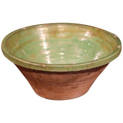 19th Century French Green Glazed Terracotta Tian Decorative Bowl from Provence