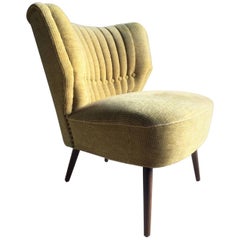 Cocktail Chair Club Chair Midcentury Art Deco Style Yellow, circa 1950s