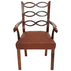 Art Deco Era Vintage Walnut Armchair by Hugo Gorge Vienna, circa 1920