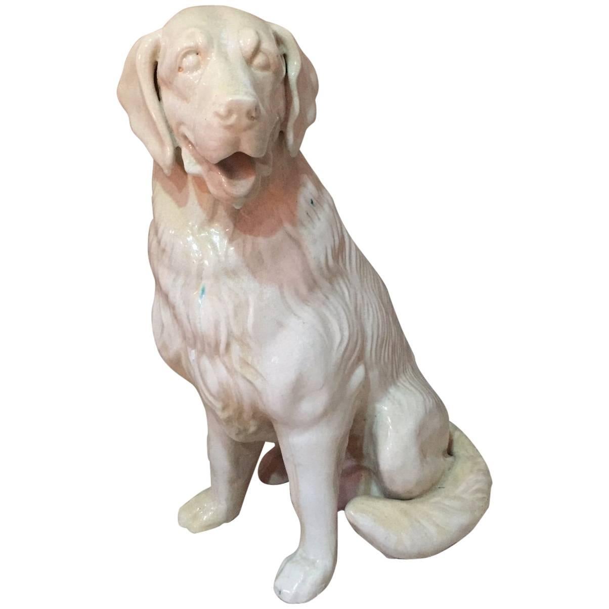 Midcentury Vallauris Ceramic Dog Golden Retriever Type