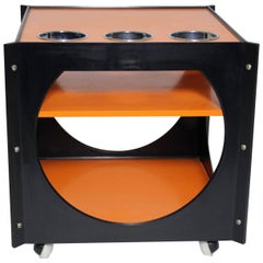 Space Age Orange and Black Vintage Plastic Bar Cart, Germany, 1960s