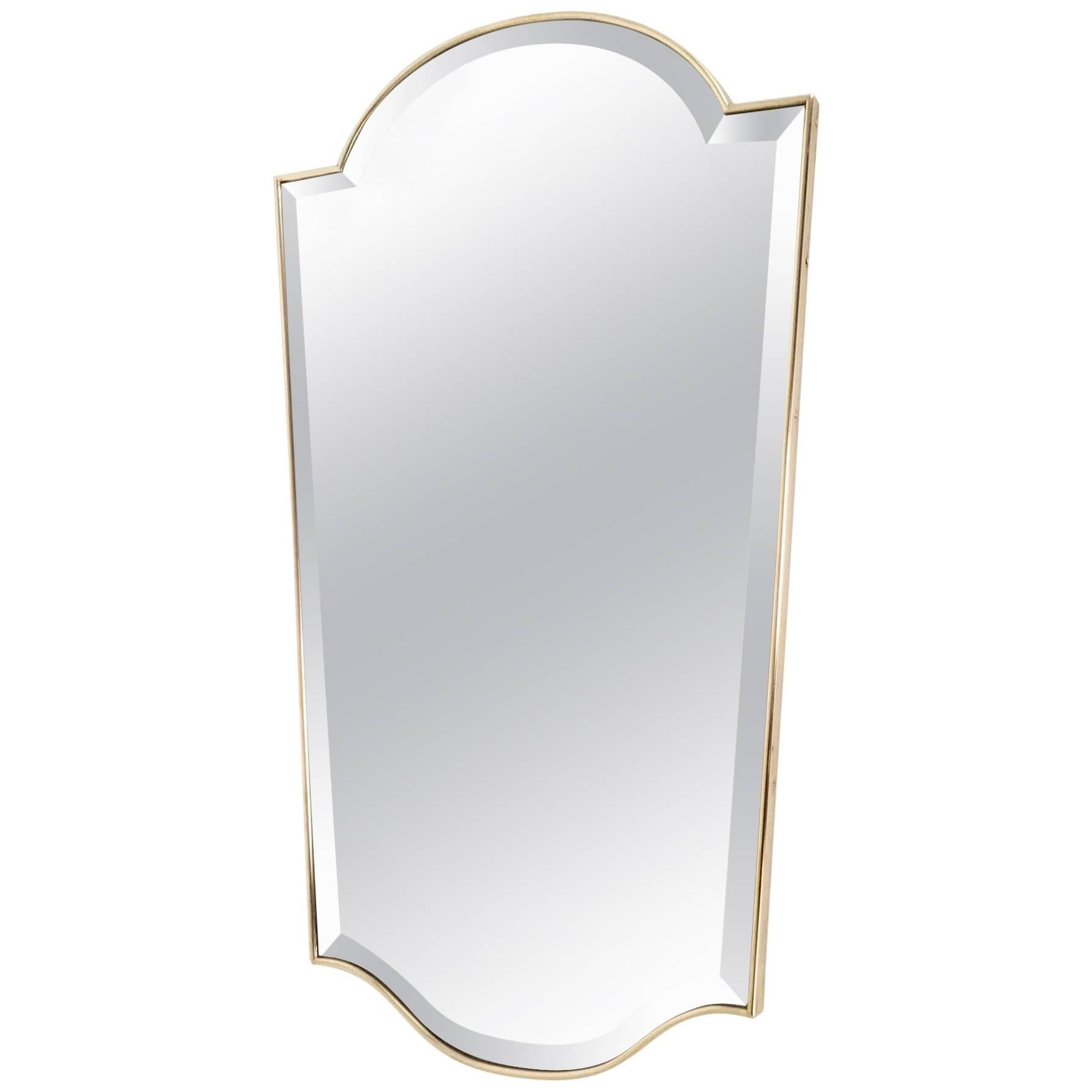 Wall Mirror with Brass Frame, Italy, 1950s 