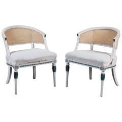 Pair of Early 19th Century Swedish Gustavian Barrel Back Armchairs