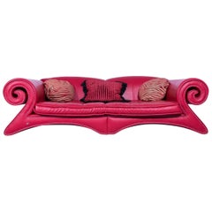Bretz Mammut Designer Sofa Red Leather Rivets Freaky Cult Couch Modern Funny