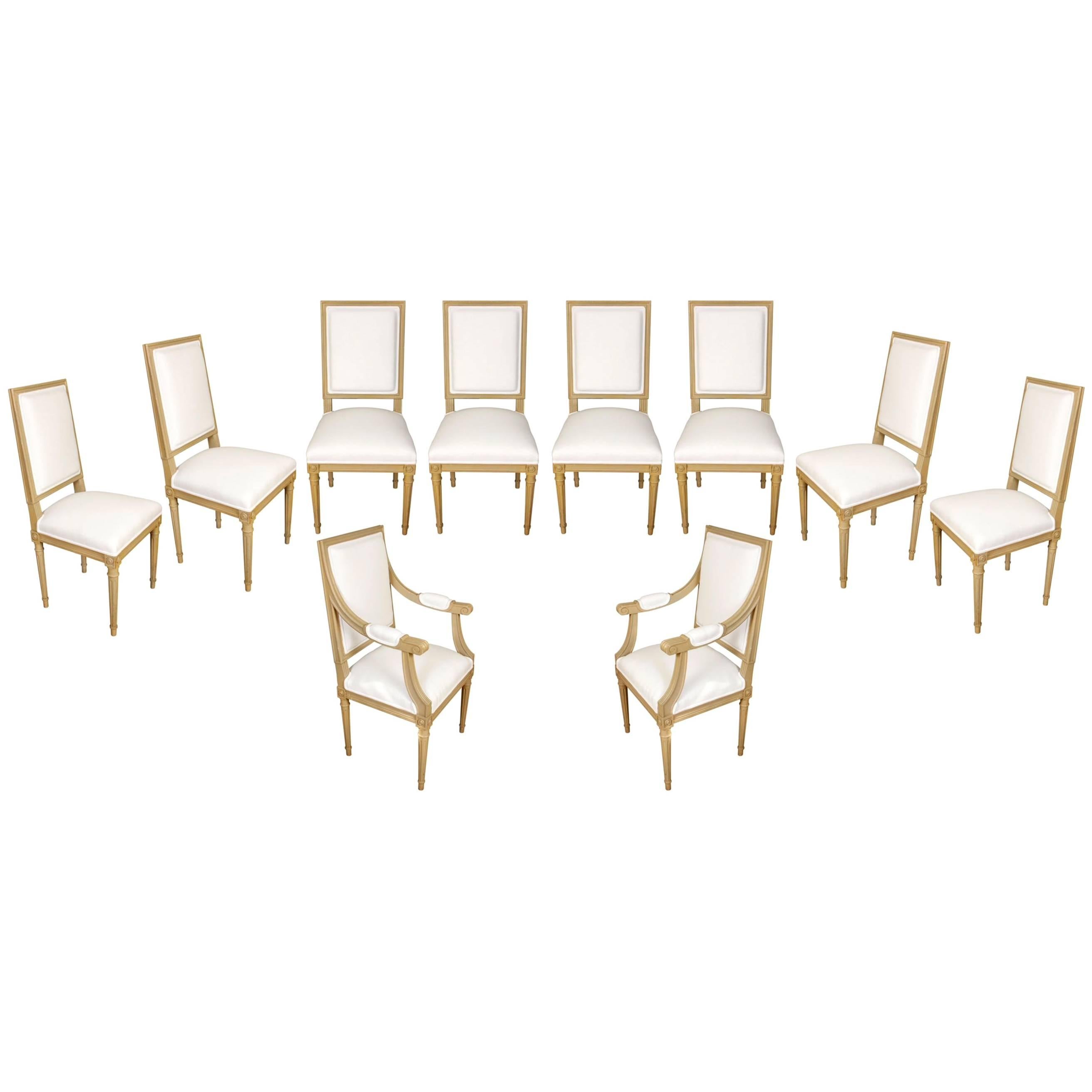 Set of Ten Louis XVI Style Dining Chairs 