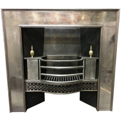 Antique Georgian Cast Iron And Brass Register Grate Fireplace Insert.