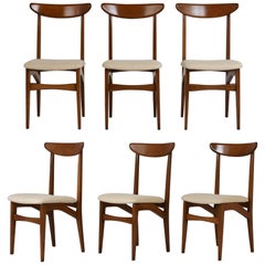 Set of Six Danish Teak Wood Dining Chairs