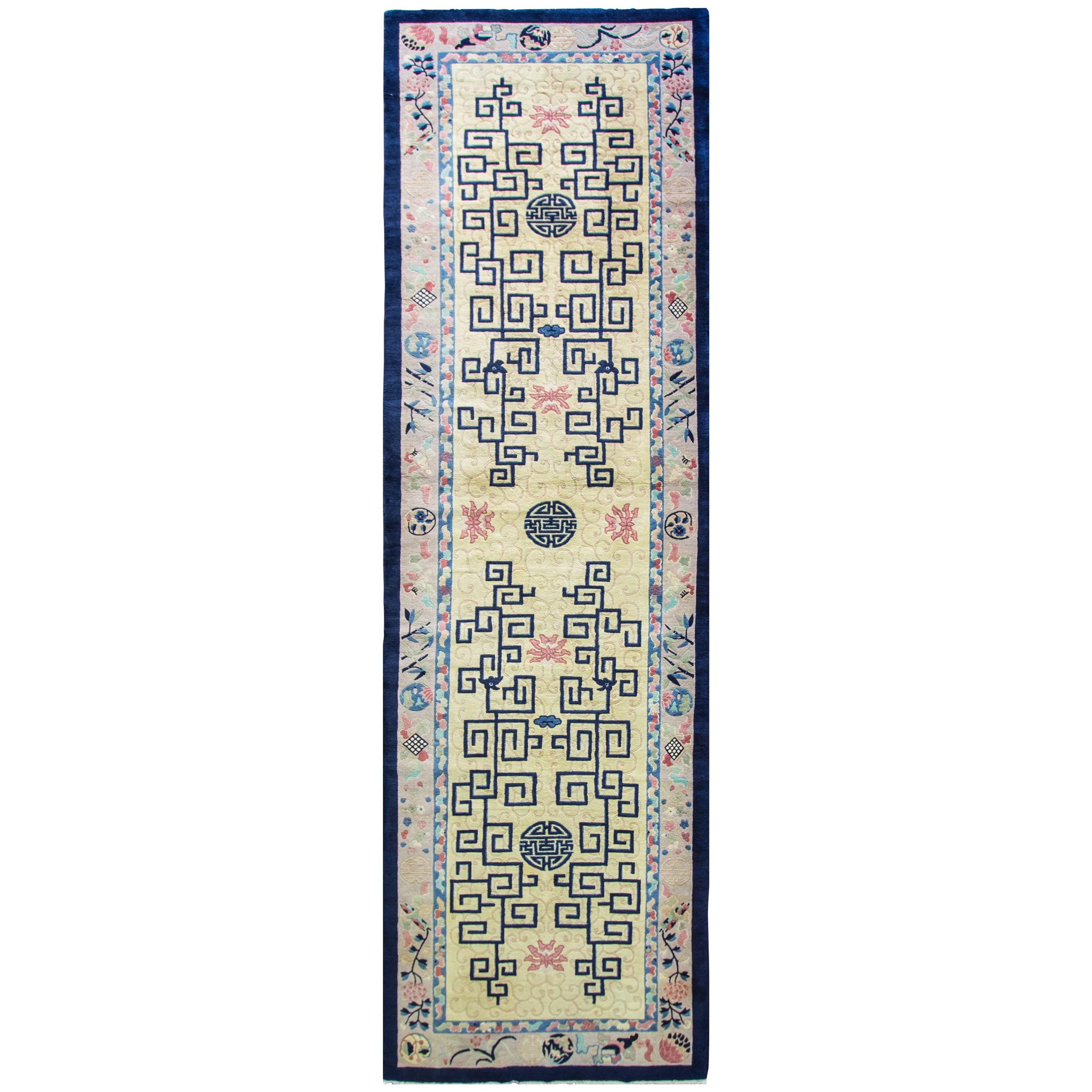Antique Art Deco Chinese Runner Or Gallery Size Carpet, 5'2" x 17'10"