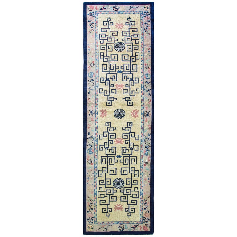 Antique Art Deco Chinese Runner Or Gallery Size Carpet, 5'2" x 17'10