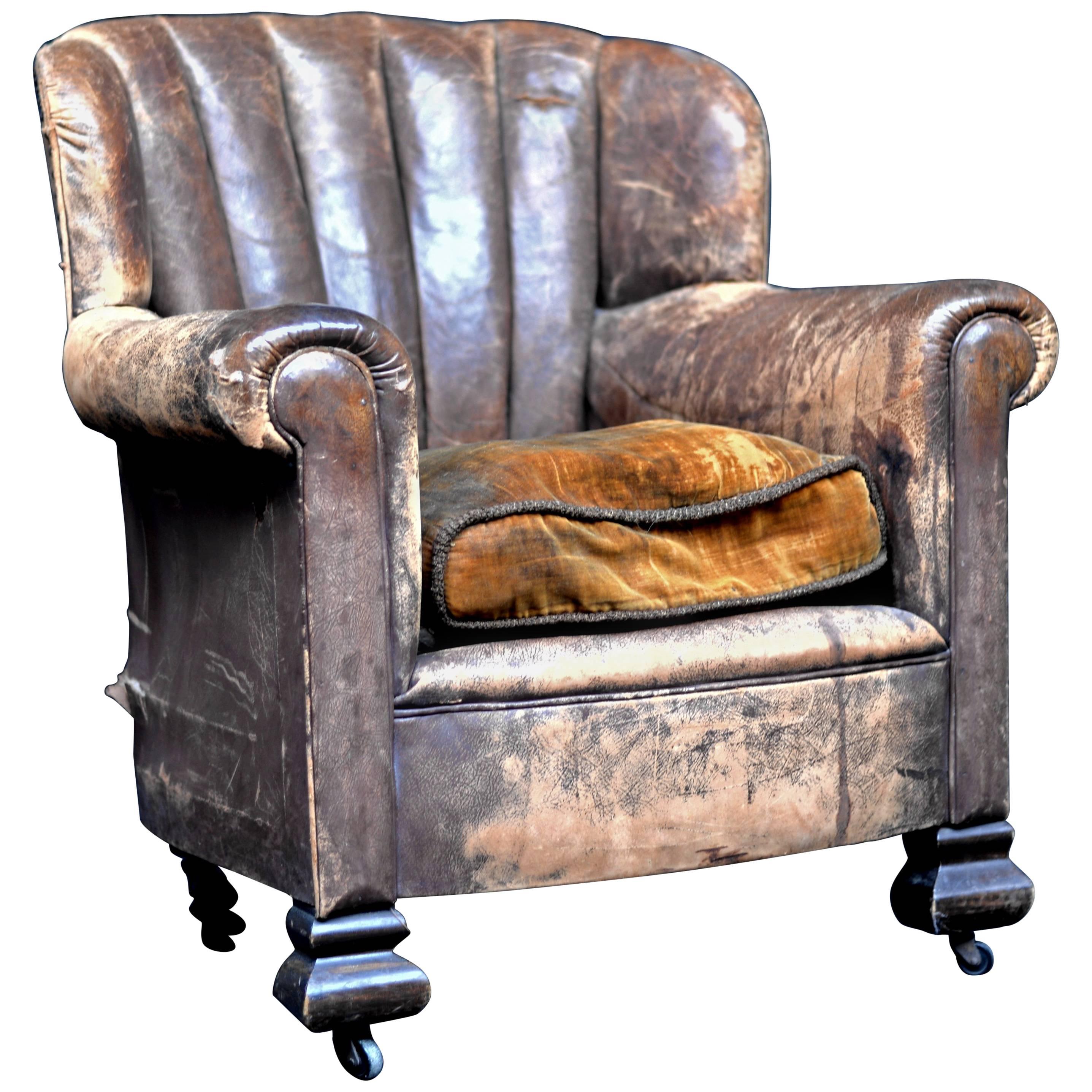 1950s Leather Shell Back Chair For Sale