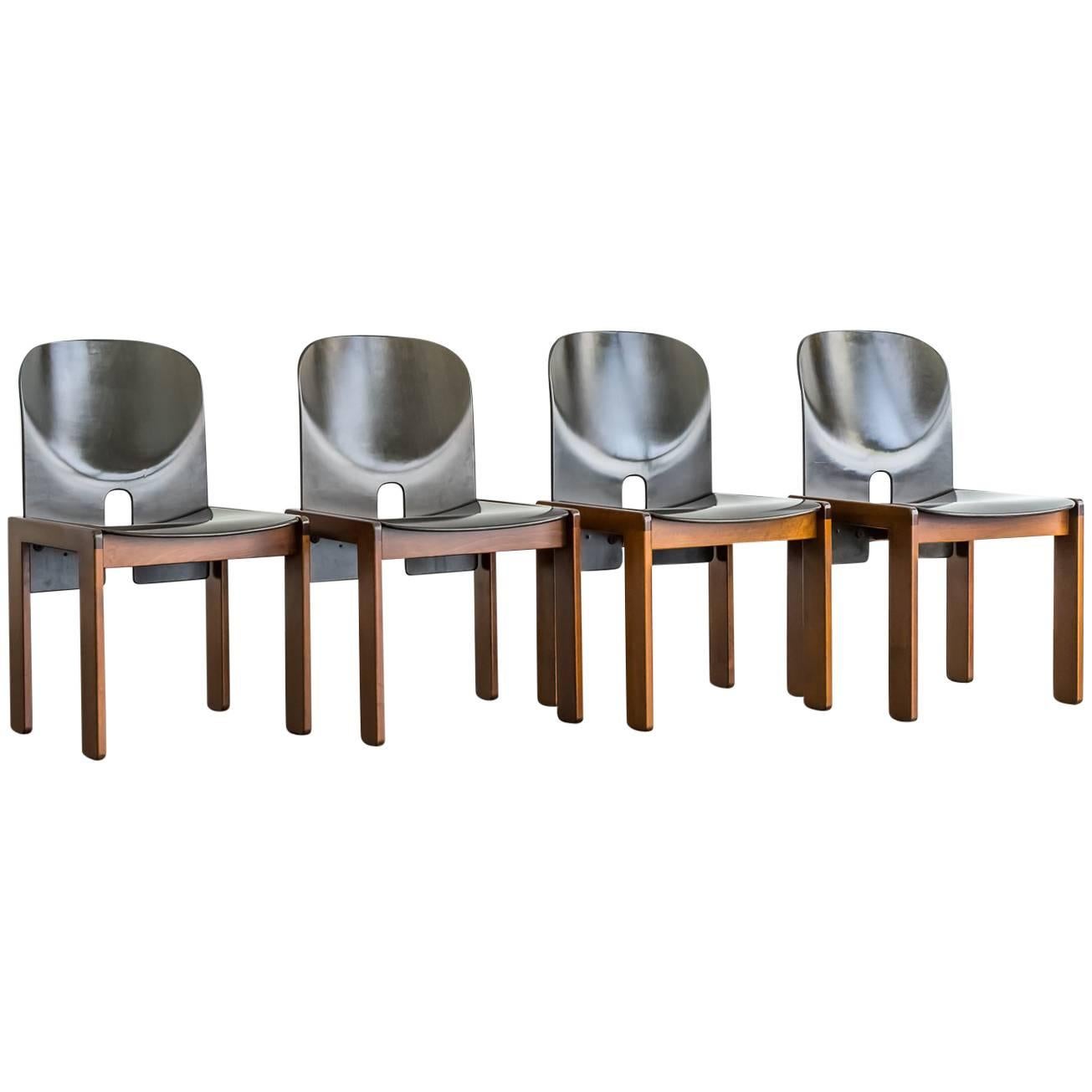 Set of Four Aniline-Dyed "Mod. 121" Chairs by Afra & Tobia Scarpa for Cassina