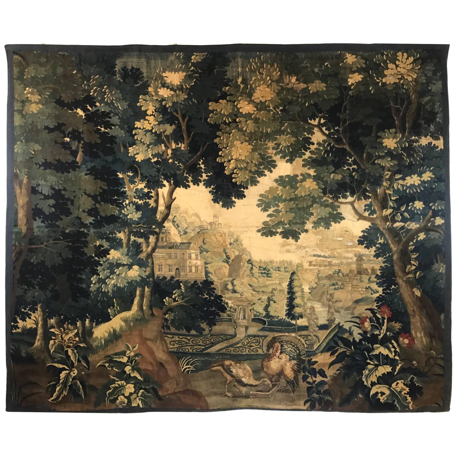 Monumental Flemish Verdure Tapestry
