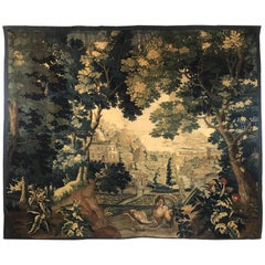 Antique Monumental Flemish Verdure Tapestry