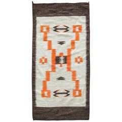 Retro  Navajo Rug Storm Pattern , 4'10" x 2'4"  circa 1930