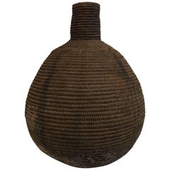 Early 20th Century Woven Straw/Mud Honey Basket