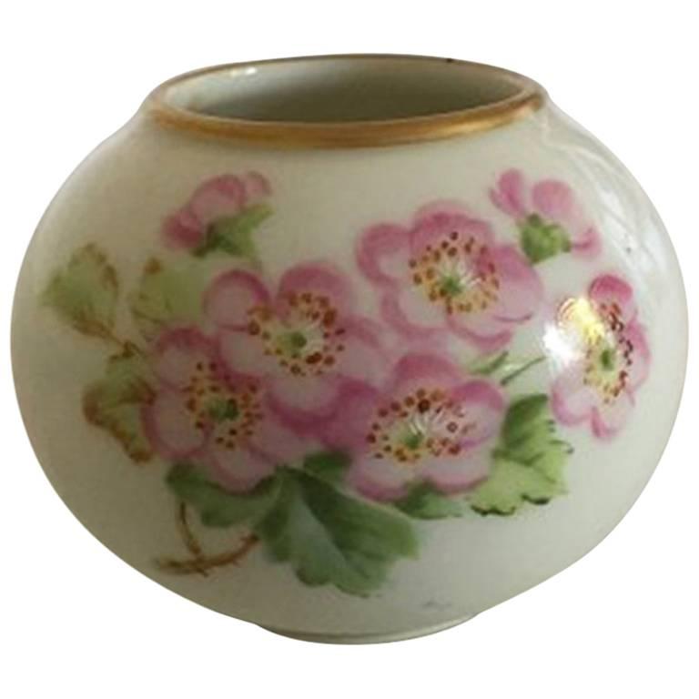 Royal Copenhagen Miniature Vase with Roses in over Glaze For Sale
