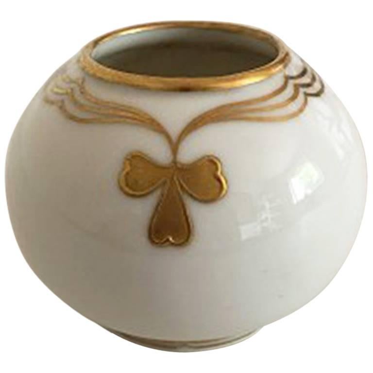Royal Copenhagen Vase #142/42A with Gold Motif For Sale