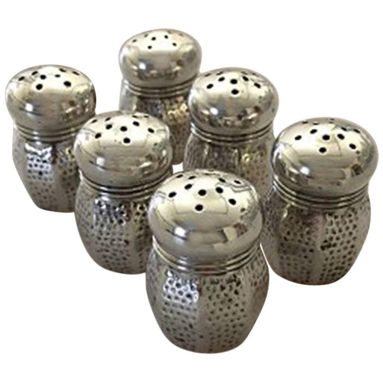 Set of Six Salt or Pepper Shakers American Sterling Silver