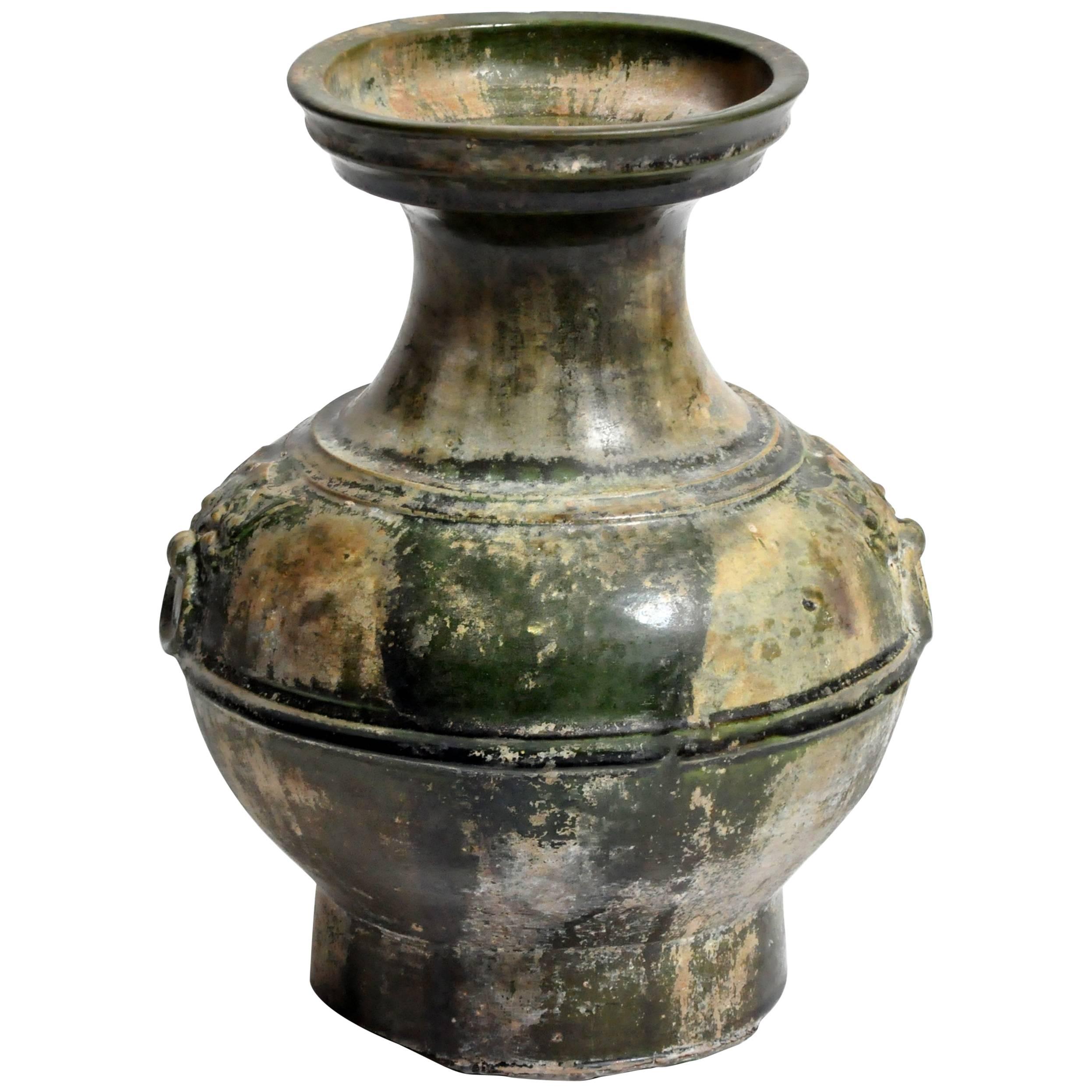 Han Dynasty Green Glazed "Hu" Vessel